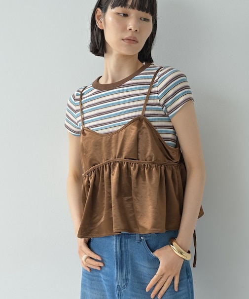 サテンビスチェキャミソール