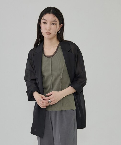 チュール付きリブタンク