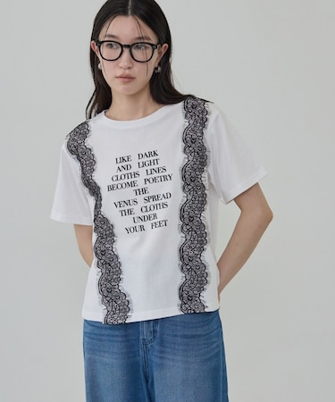 レースステッチドTシャツ