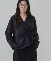 バイアスシャーリングチェックシャツ