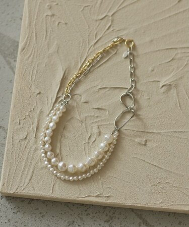 パール調チェーンコンビネックレス