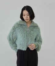 フェザーニットジップカーディガン