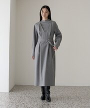 レイヤード風ベルテッドワンピース