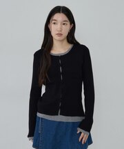 フェイクレイヤードニットカーディガン