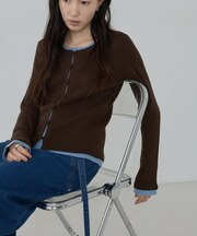 フェイクレイヤードニットカーディガン