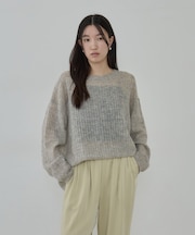 クルーネックシースルーニット