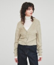 【手洗い可】ラメシャギーニットカーデガン