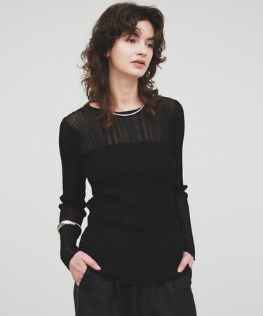 【手洗い可】シアーリブトップス