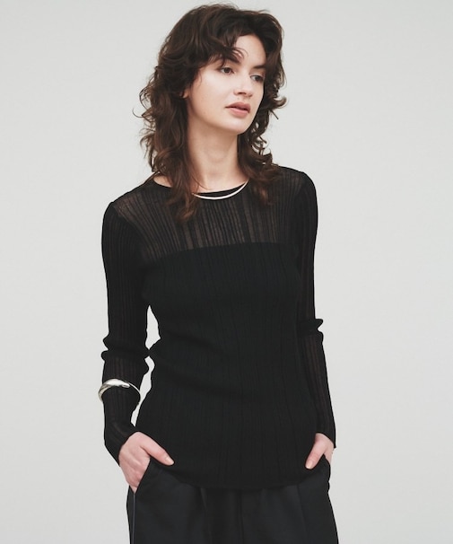 【手洗い可】シアーリブトップス