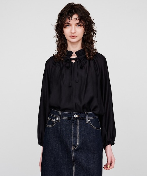 【手洗い可】シアーリボンブラウス