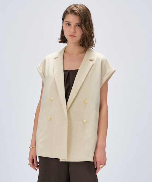 SHIPS any:〈手洗い可能〉カラミ メッシュ ハーフスリーブ テーラード