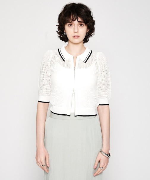 【手洗い可】ポロカラージップカーディガン