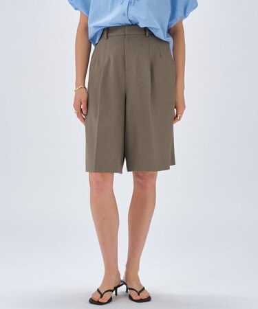 【セットアップ/手洗い可】リネンブレンドハーフパンツ