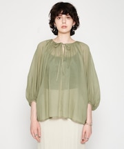 【手洗い可】コットンシフォンシアーブラウス