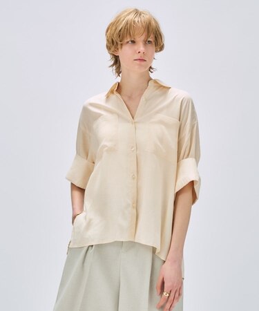 【手洗い可】リネンブレンドオーバーサイズシャツ