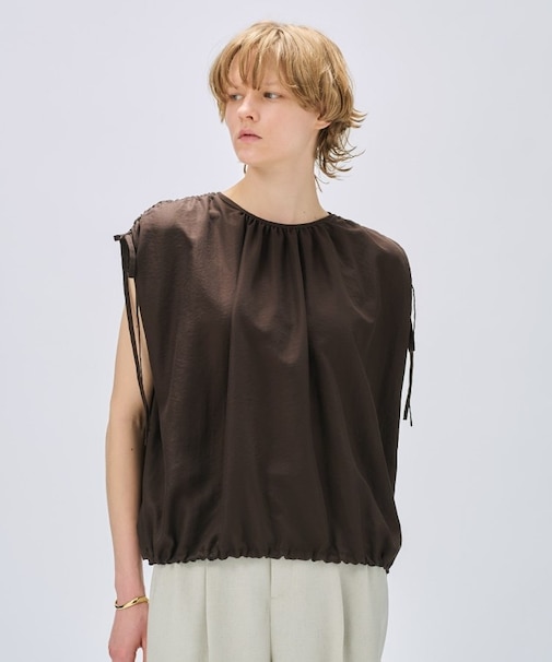 【手洗い可】ギャザーリボンブラウス