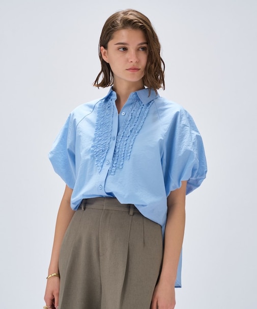 【手洗い可】シアーローンフリルブラウス