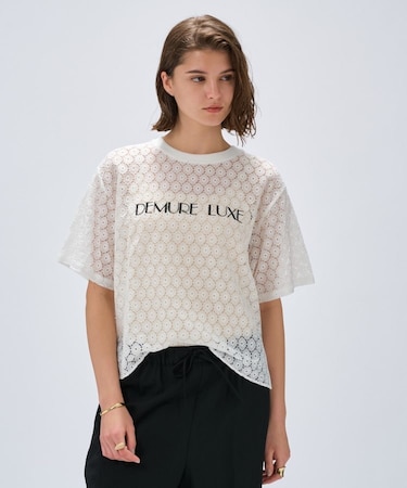 【手洗い可】レースロゴトップス