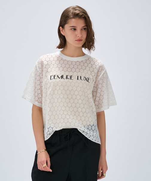 【手洗い可】レースロゴトップス