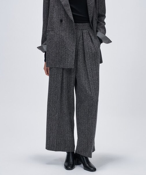 ダブルタックヘリンボーンワイドパンツ