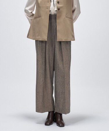 ダブルタックヘリンボーンワイドパンツ