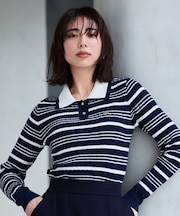 【マシンウォッシュ】マルチボーダーポロニットプルオーバー