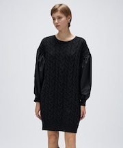 ケーブルニット切り替えワンピース