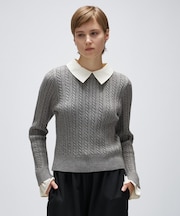 2wayバイカラーミニケーブルニット