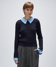 2wayバイカラーミニケーブルニット