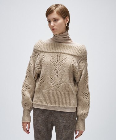 アイレットオフショルニットプルオーバー