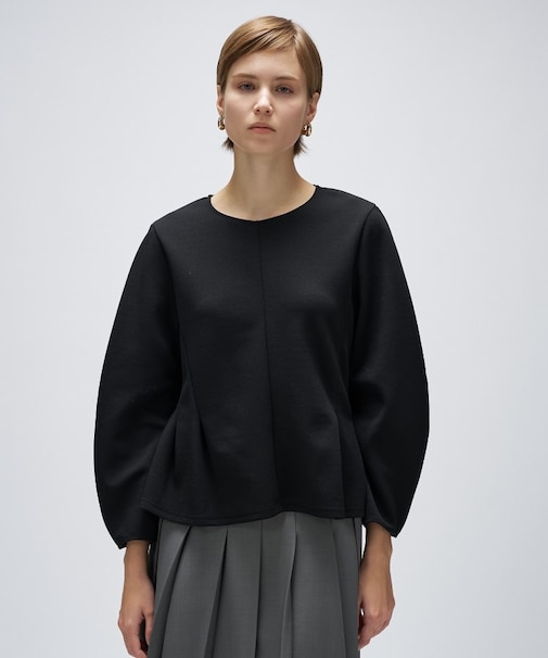 【セットアップ／マシンウォッシュ】カットジョーゼットペプラムプルオーバー