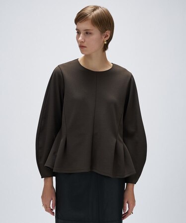 【セットアップ／マシンウォッシュ】カットジョーゼットペプラムプルオーバー