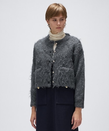 【手洗い可】ウェーヴシャギークロップドカーディガン