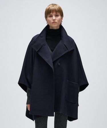 【手洗い可】メルトンジャージポンチョコート