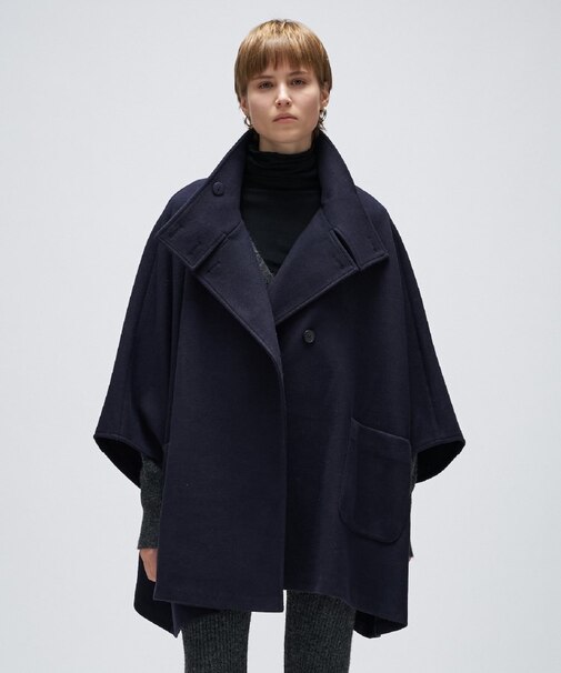 【手洗い可】メルトンジャージポンチョコート