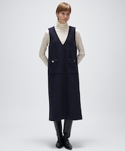 【手洗い可】メルトンジャージVネック ジャンパー スカート