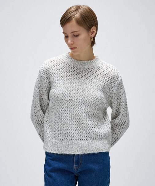 【手洗い可】メランジドルマンクロップドニット