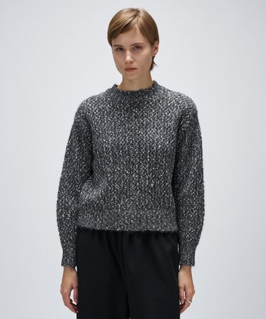 【手洗い可】メランジドルマンクロップドニット