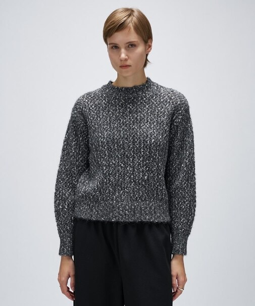 【手洗い可】メランジドルマンクロップドニット