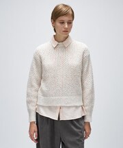 【手洗い可】メランジドルマンクロップドニット