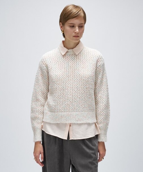 【手洗い可】メランジドルマンクロップドニット