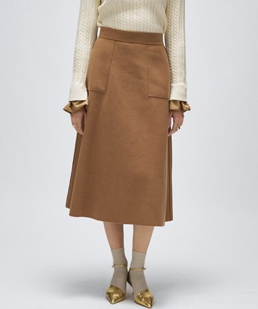 【手洗い可】メルトンジャージフレアスカート