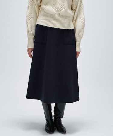 【手洗い可】メルトンジャージフレアスカート