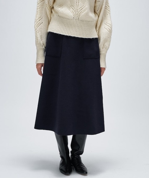 【手洗い可】メルトンジャージフレアスカート