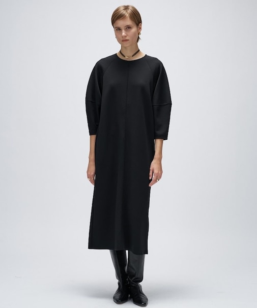 【マシンウォッシュ】カットジョーゼットパフスリーブワンピース