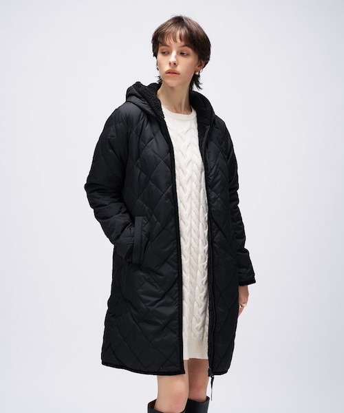 TAION】シティ リバーシブル パイピングフード ダウン×ボア コート