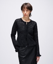 【手洗い可】フェザーヤーンレースニットカーディガン