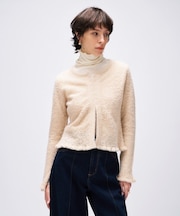 【手洗い可】フェザーヤーンレースニットカーディガン