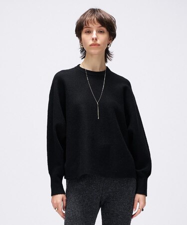 【手洗い可】ドルマンロングリブニットプルオーバー