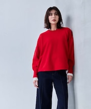 【手洗い可】ドルマンロングリブニットプルオーバー